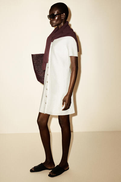 COS ボタン付きミラノリブニット ミニドレス