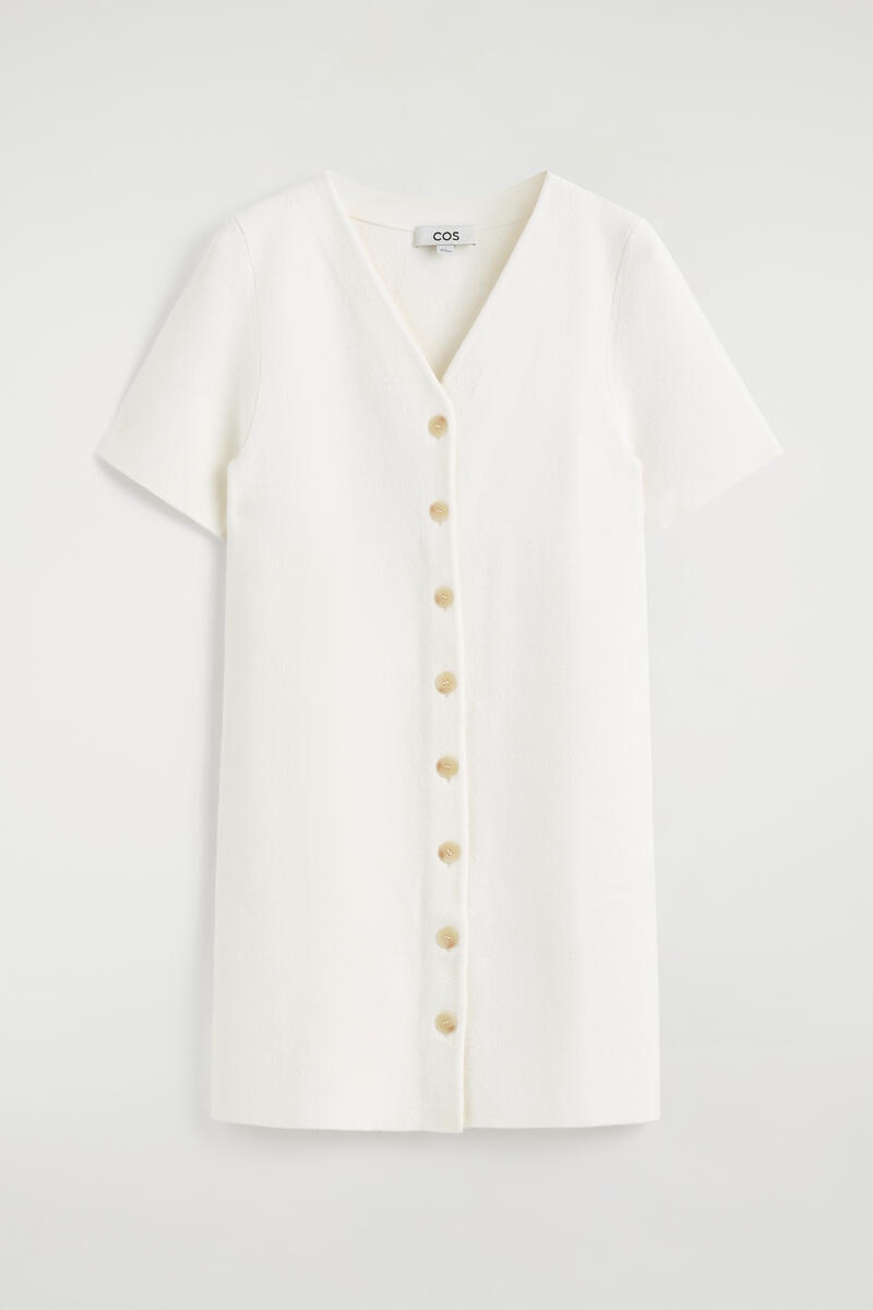 COS ボタン付きミラノリブニット ミニドレス