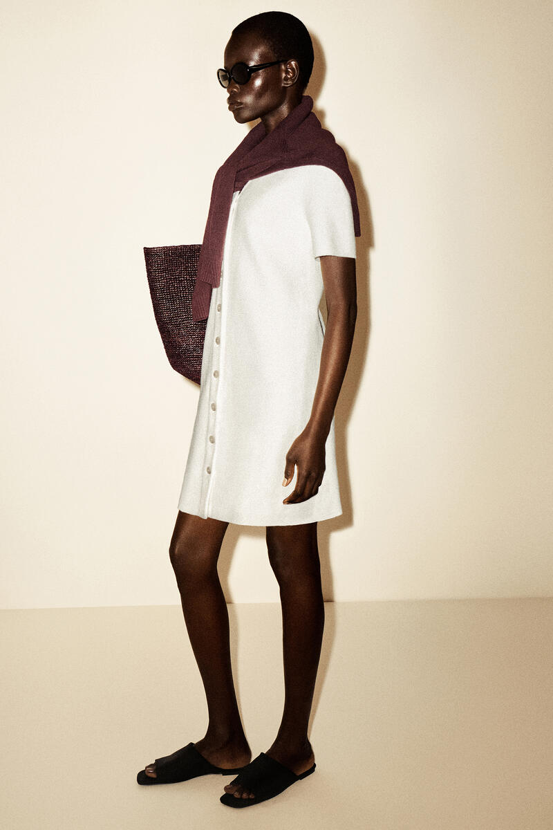 COS ボタン付きミラノリブニット ミニドレス