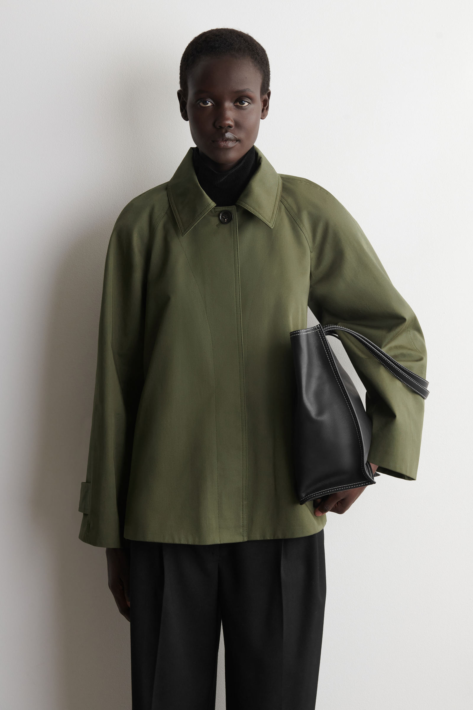 A-LINE COTTON-TWILL JACKET Aライン コットンツイルジャケット カーキ
