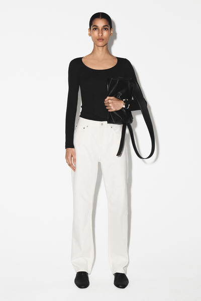 COS サテントリム　コットンジャージー　ロングスリーブトップス