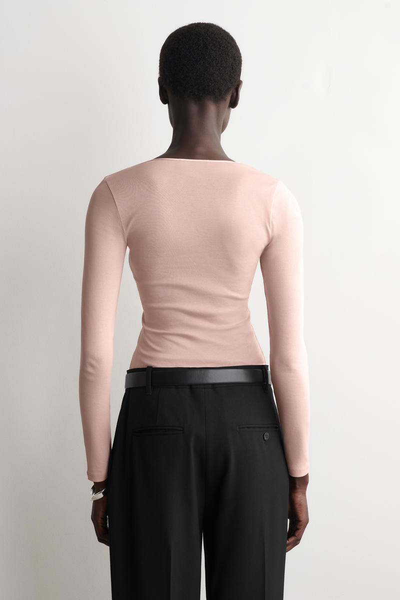 COS サテントリム　コットンジャージー　ロングスリーブトップス