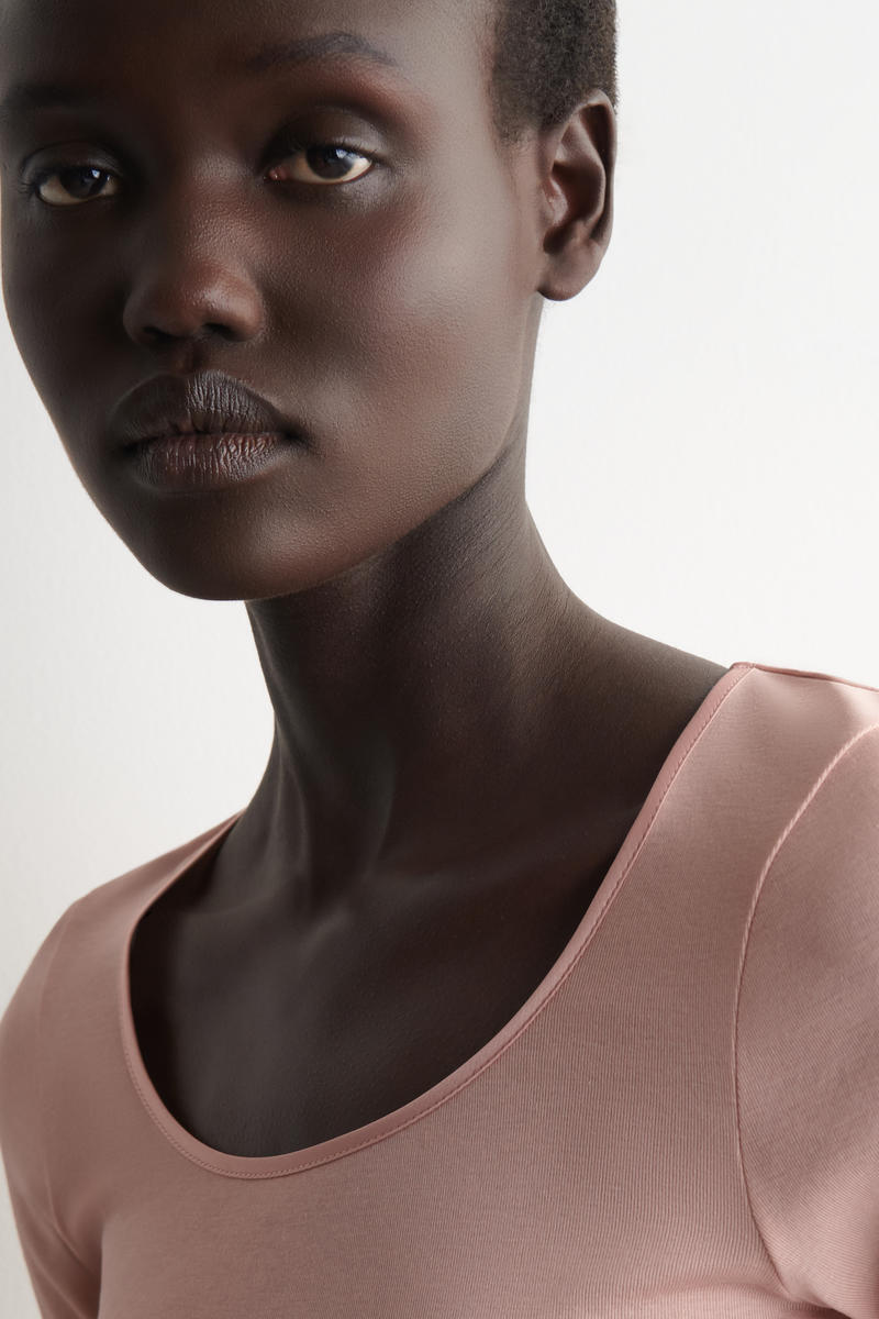 COS サテントリム　コットンジャージー　ロングスリーブトップス