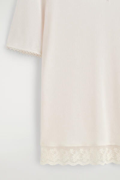 COS レーストリムリブVネックTシャツ