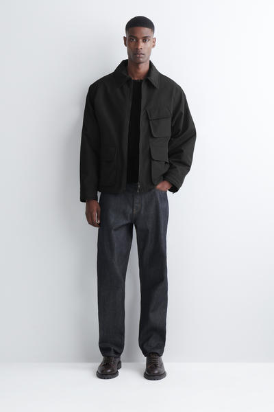 COS リブ編み コットン長袖ヘンリーTシャツ