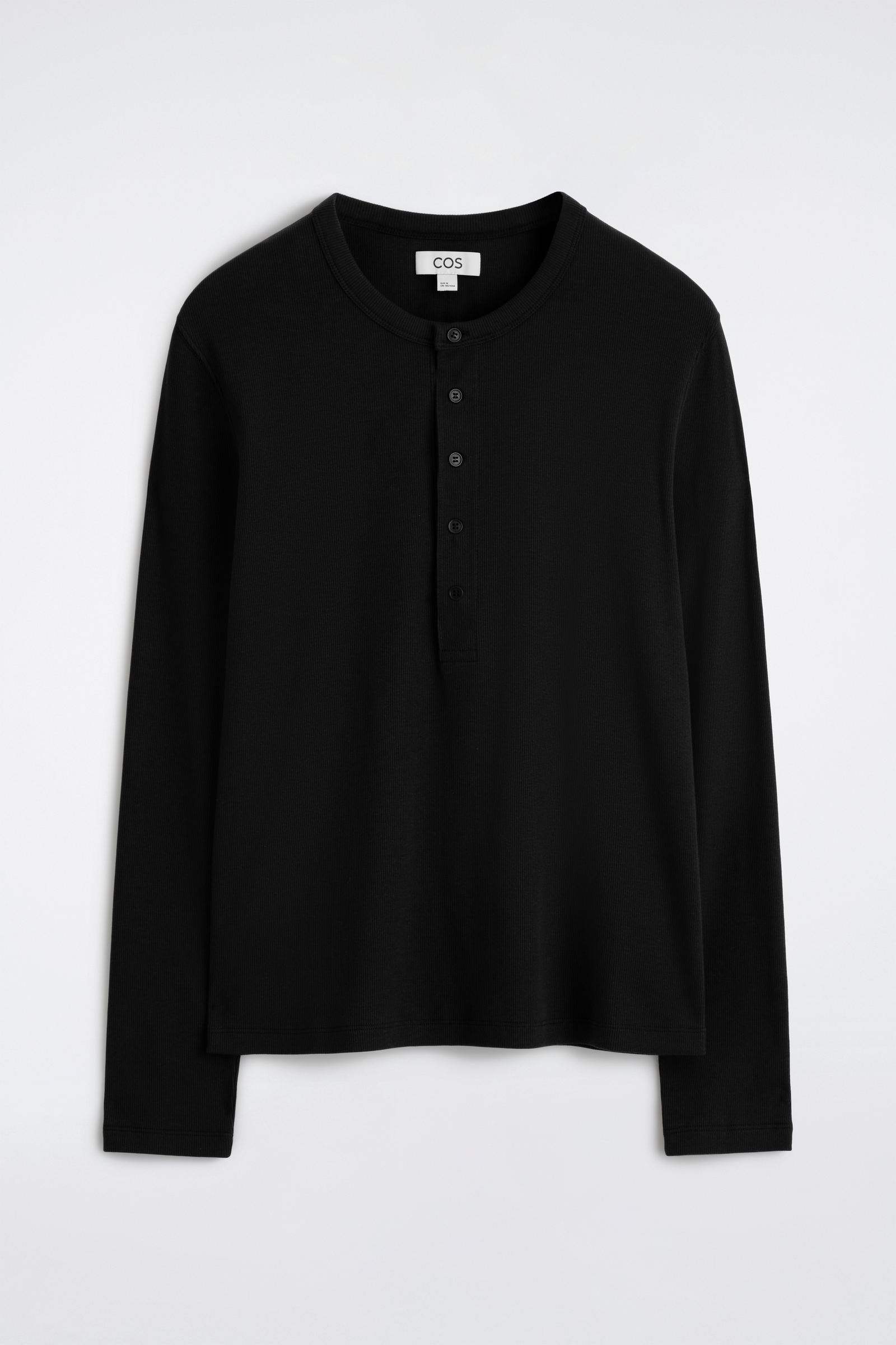 SLIM RIBBED COTTON LONG-SLEEVED HENLEY T-SHIRT リブ編み コットン