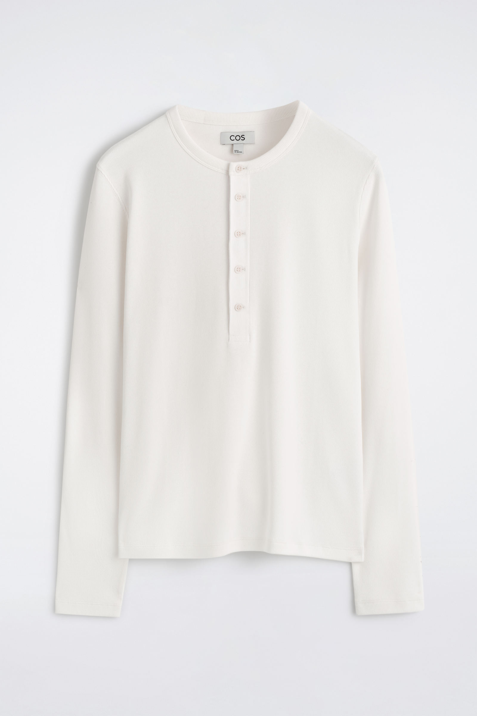 SLIM RIBBED COTTON LONG-SLEEVED HENLEY T-SHIRT リブ編み コットン