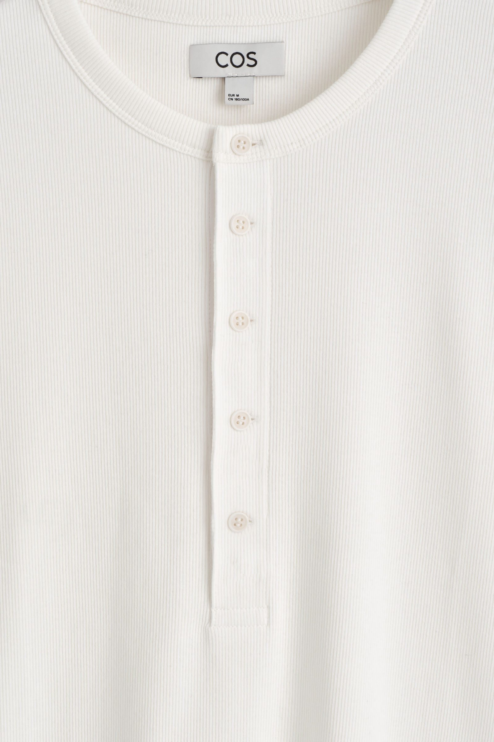 SLIM RIBBED COTTON LONG-SLEEVED HENLEY T-SHIRT リブ編み コットン