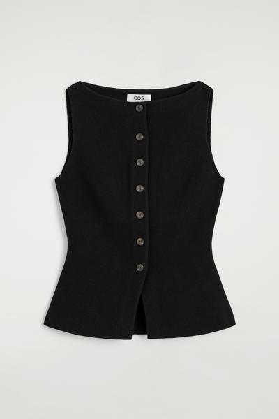 COS コットンブレンド クレープ ウエストコート