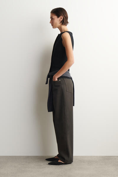 COS コットンブレンド クレープ ウエストコート