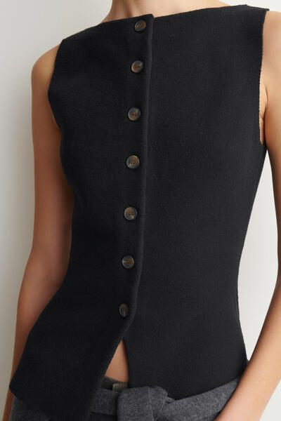 COS コットンブレンド クレープ ウエストコート