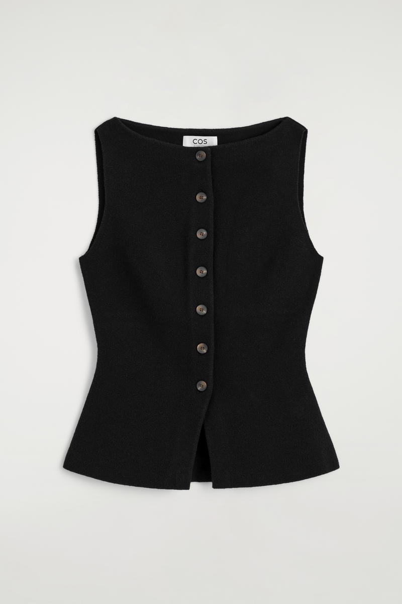 COS コットンブレンド クレープ ウエストコート