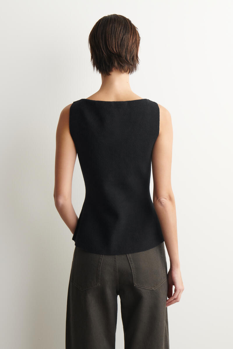 COS コットンブレンド クレープ ウエストコート