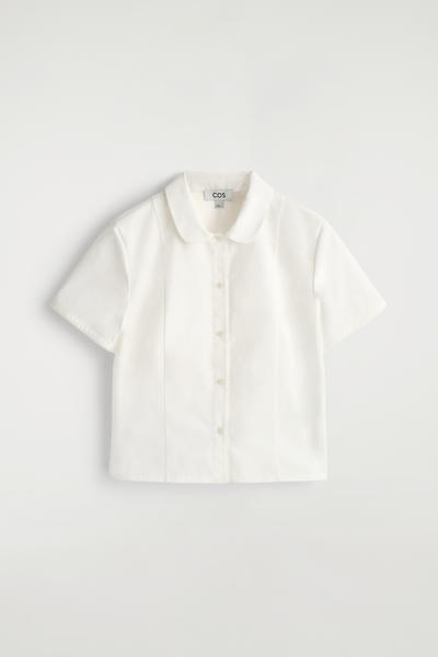COS カーブドカラー コットンポプリンシャツ