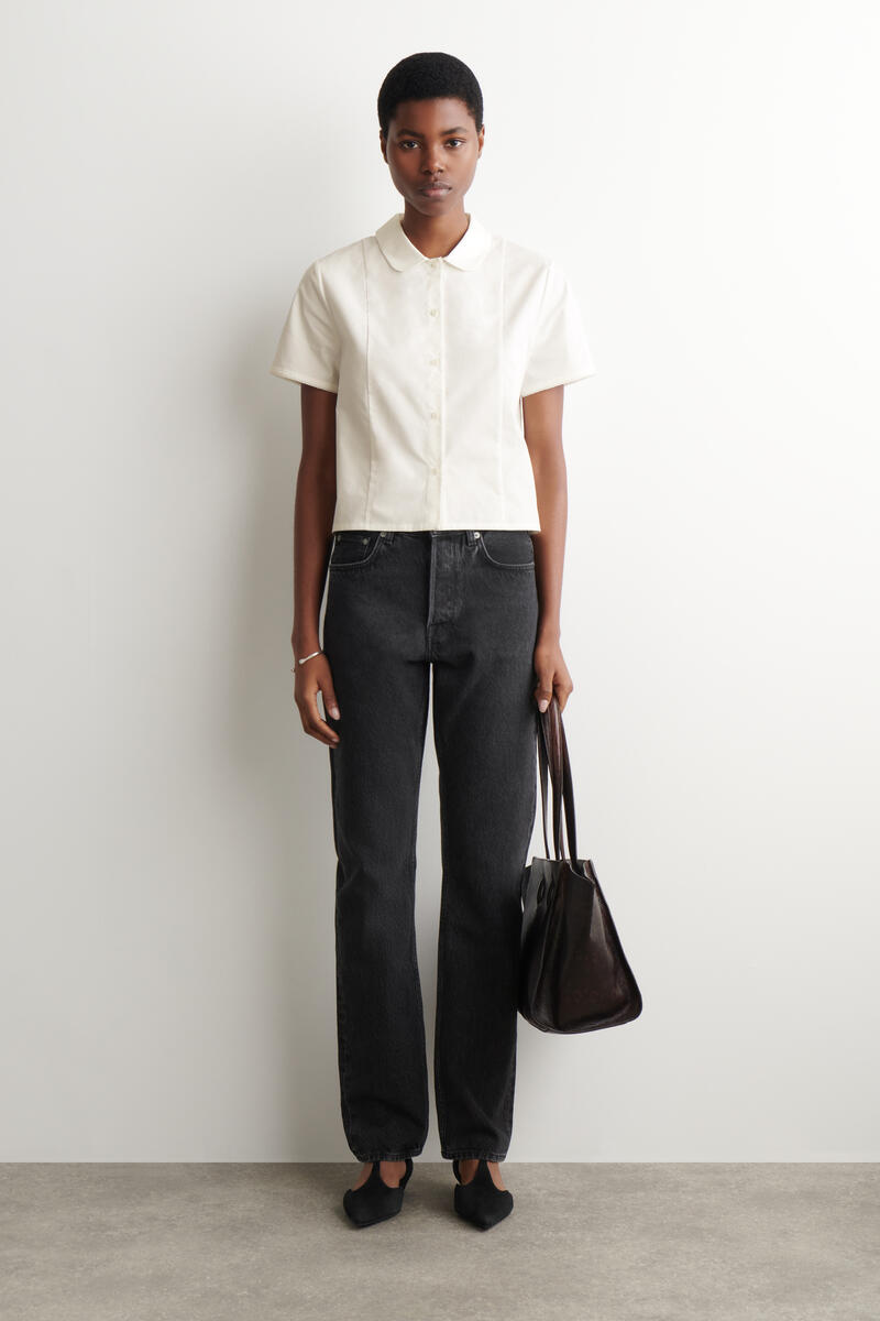 CURVED-COLLAR COTTON-POPLIN SHIRT カーブドカラー コットンポプリン