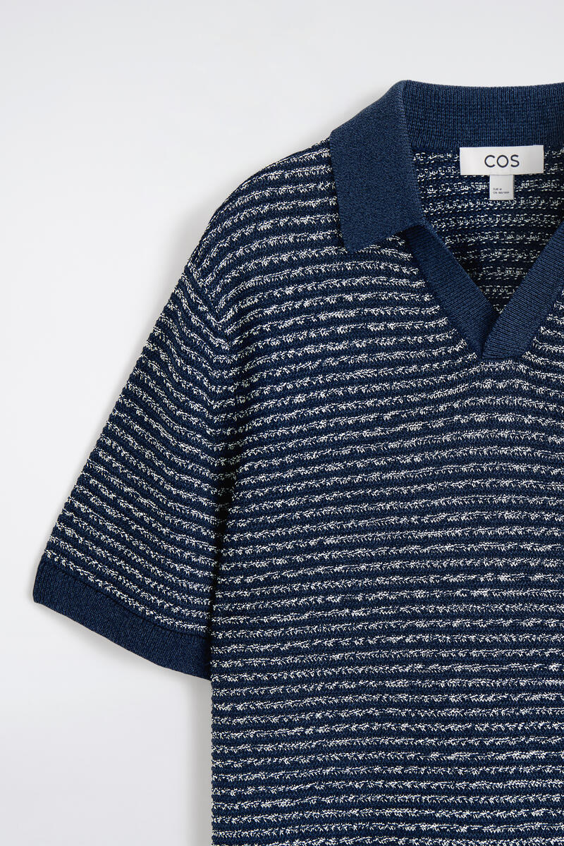 OPEN-KNIT POLO SHIRT オープンニットポロシャツ ネイビー / ホワイト