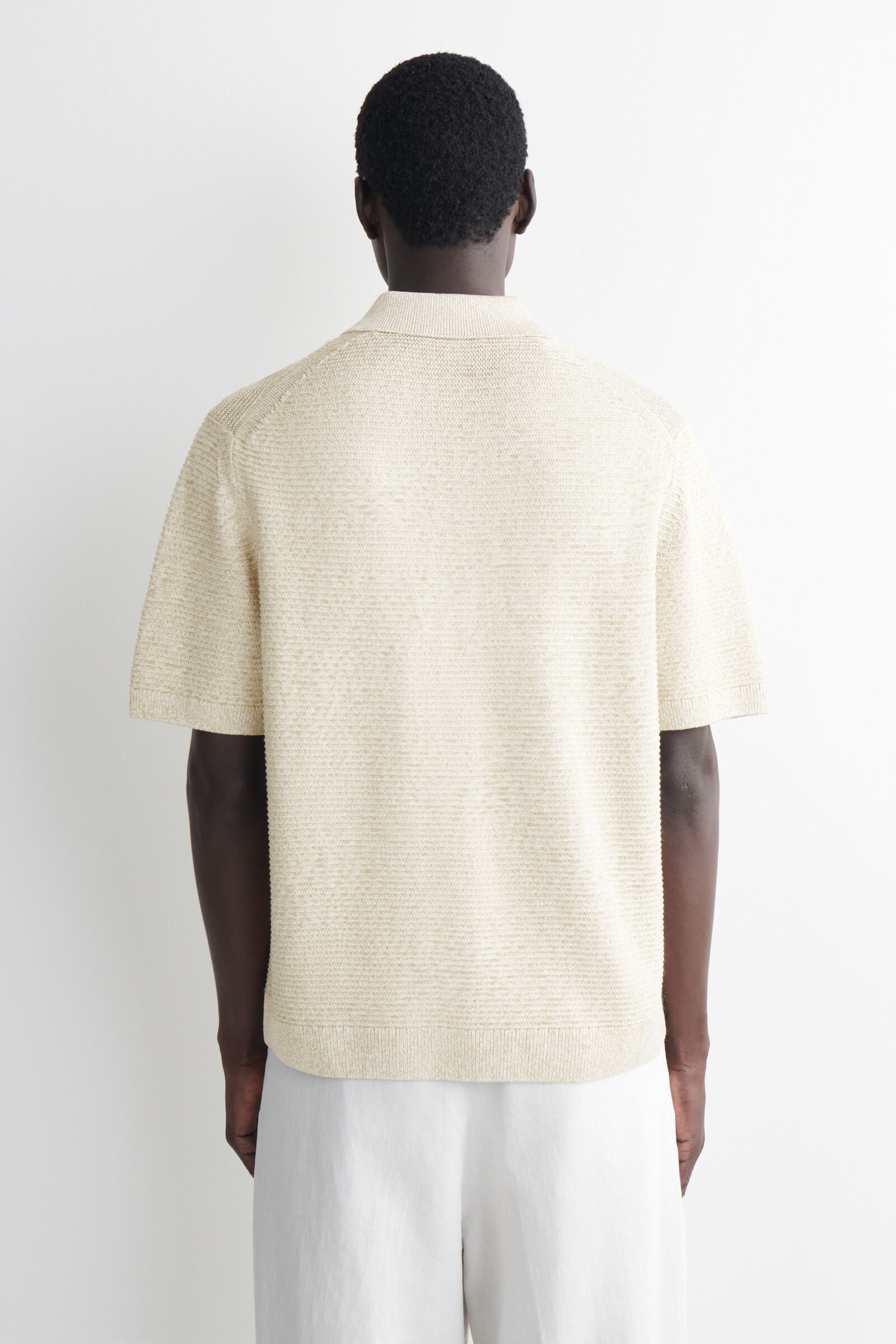 OPEN-KNIT POLO SHIRT オープンニットポロシャツ ライトベージュ