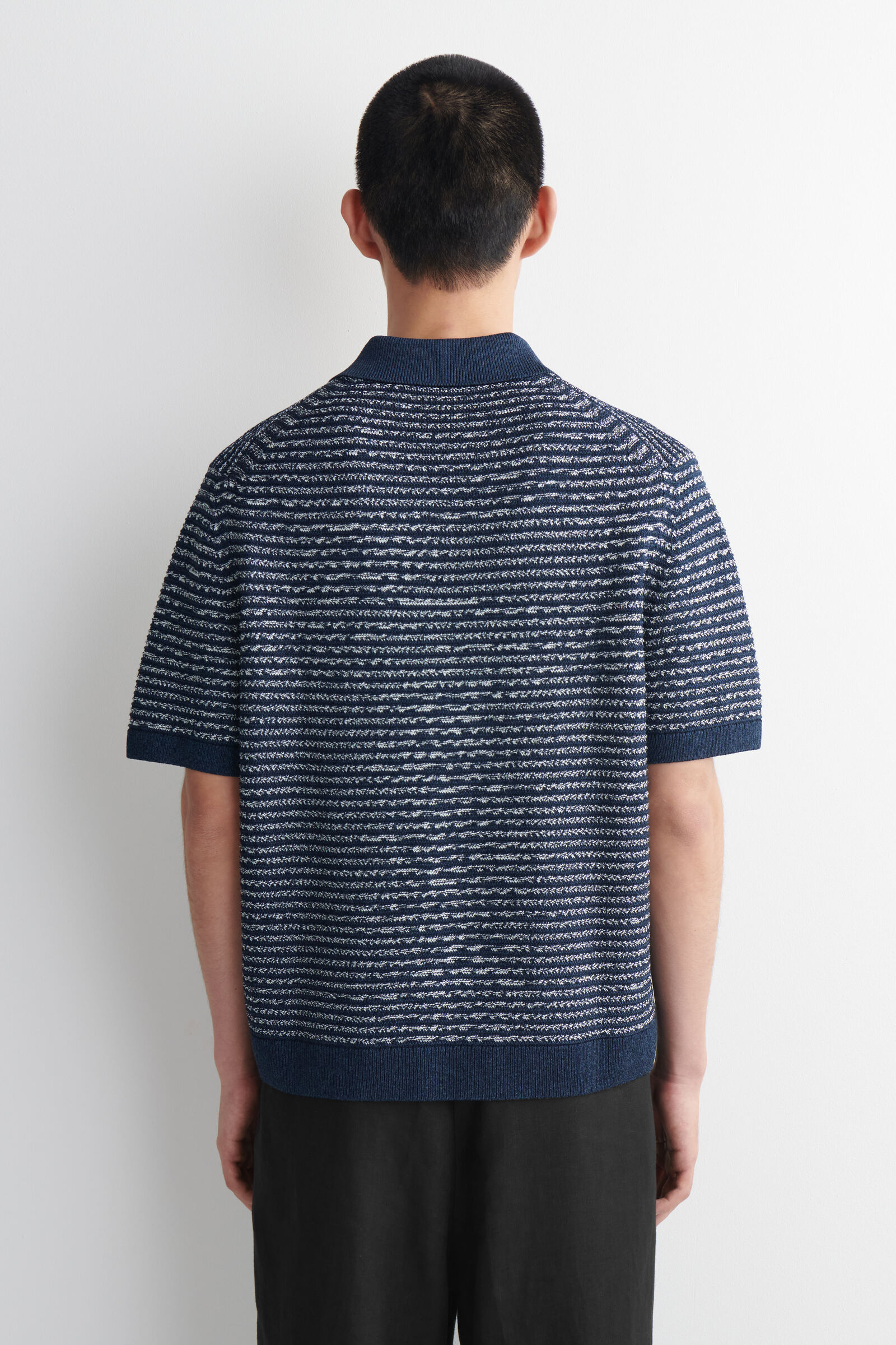 OPEN-KNIT POLO SHIRT オープンニットポロシャツ ネイビー / ホワイト