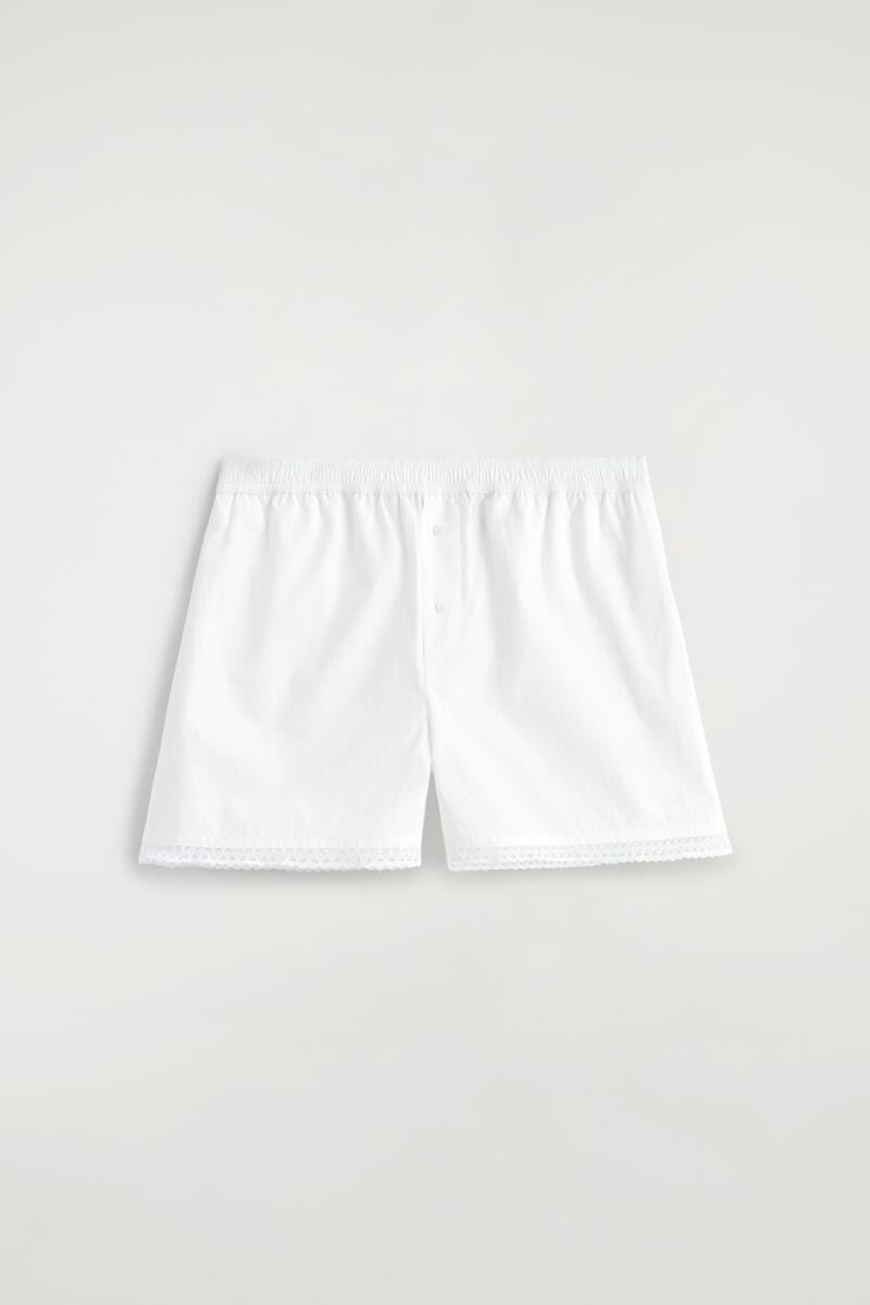 LACE-TRIMMED COTTON SHORTS レーストリムコットンショーツ ホワイト