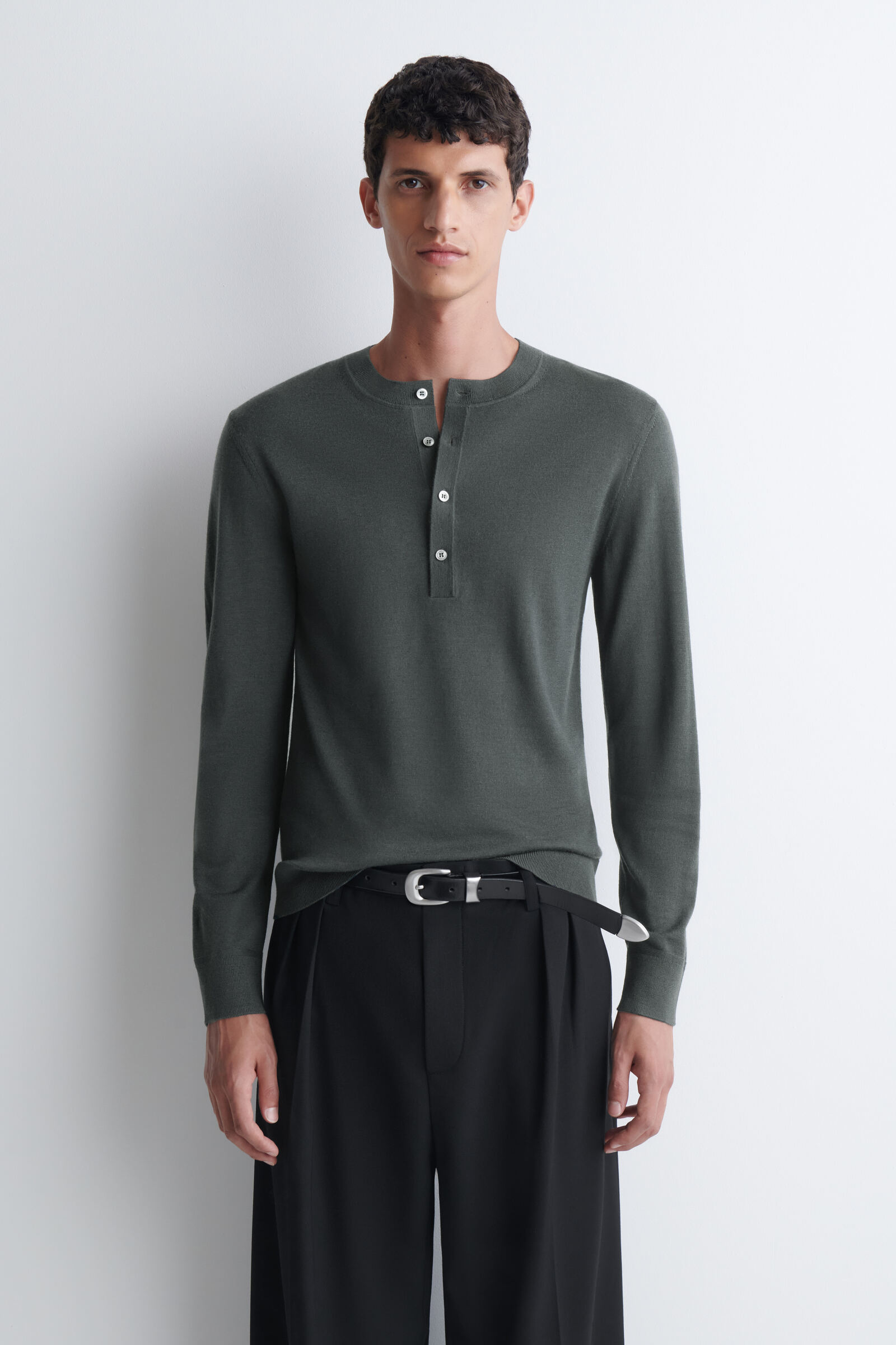 SLIM MERINO WOOL HENLEY T-SHIRT スリムメリノウールヘンリートップ