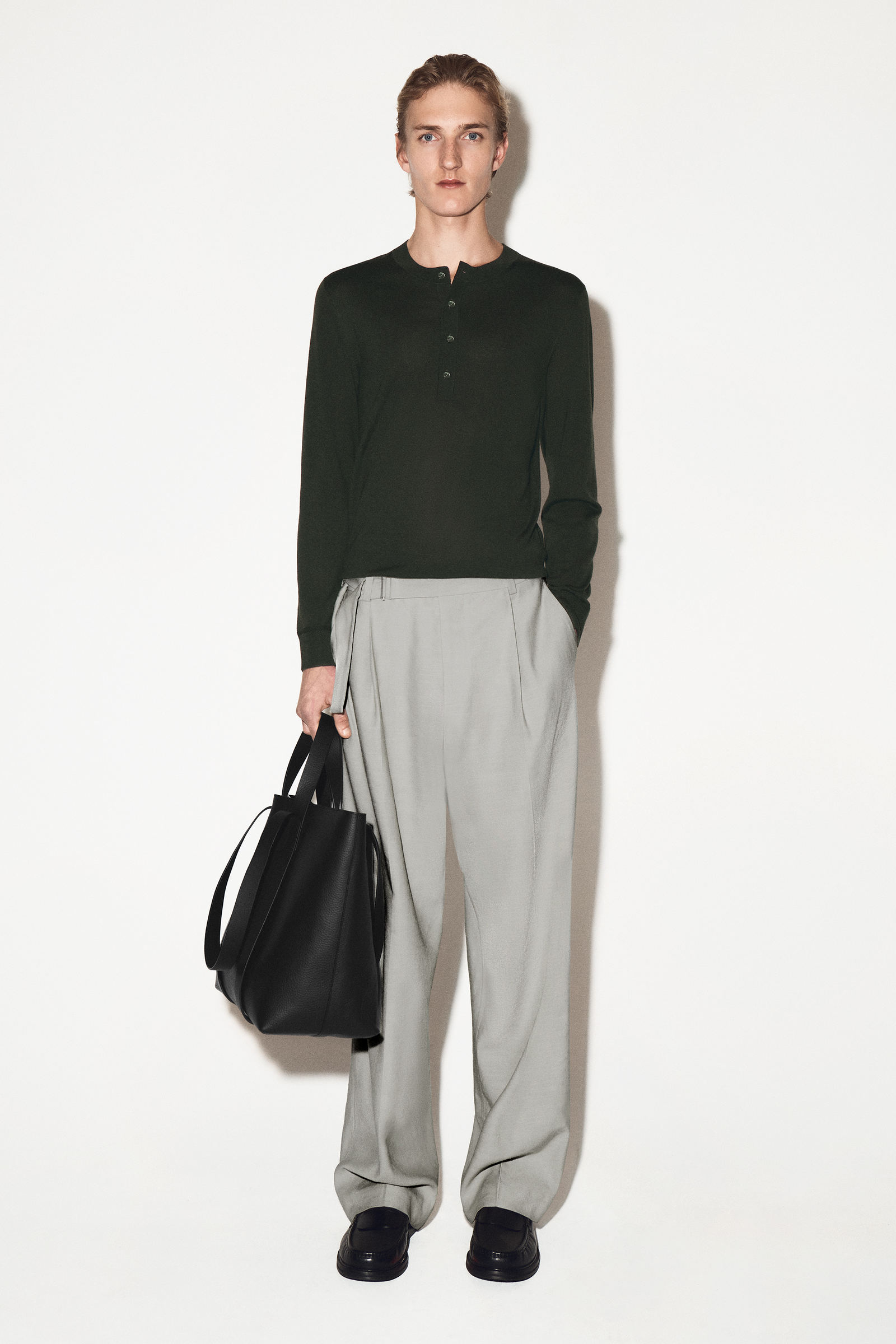 SLIM MERINO WOOL HENLEY T-SHIRT スリムメリノウールヘンリートップ