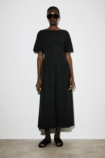 COS ウエストシェイプ  コットンミディドレス