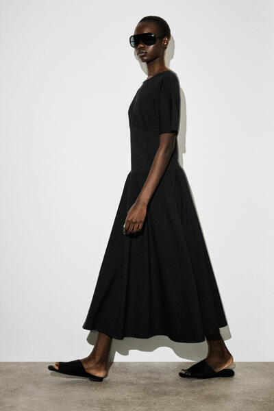 COS ウエストシェイプ  コットンミディドレス