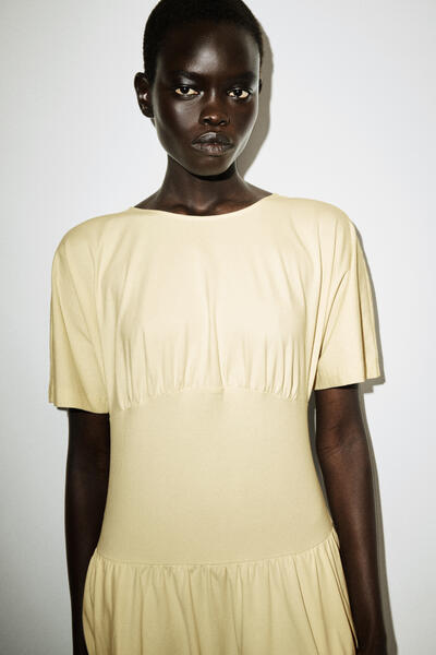 COS ウエストシェイプ  コットンミディドレス