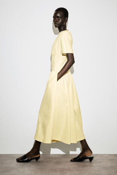 COS ウエストシェイプ  コットンミディドレス