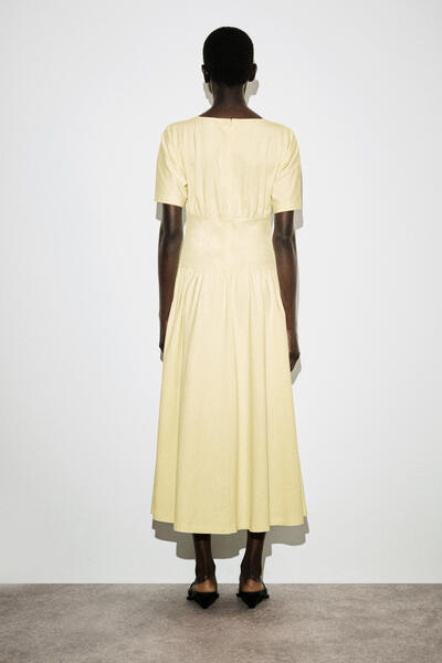 COS ウエストシェイプ  コットンミディドレス