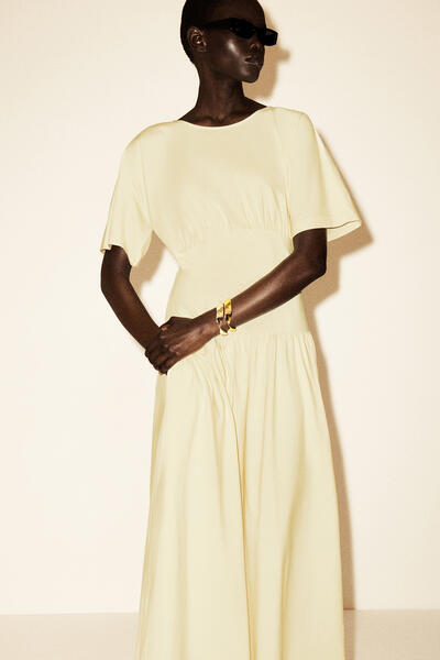 COS ウエストシェイプ  コットンミディドレス