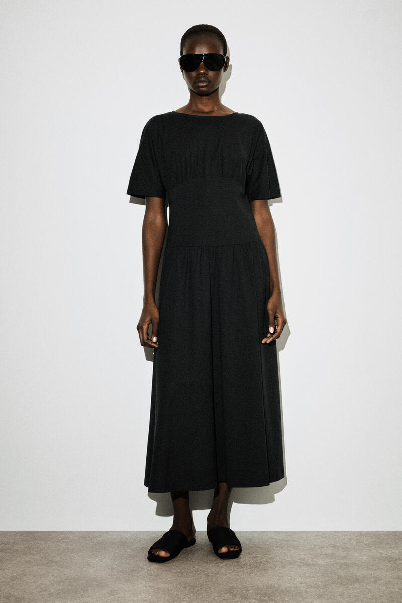 COS ウエストシェイプ  コットンミディドレス