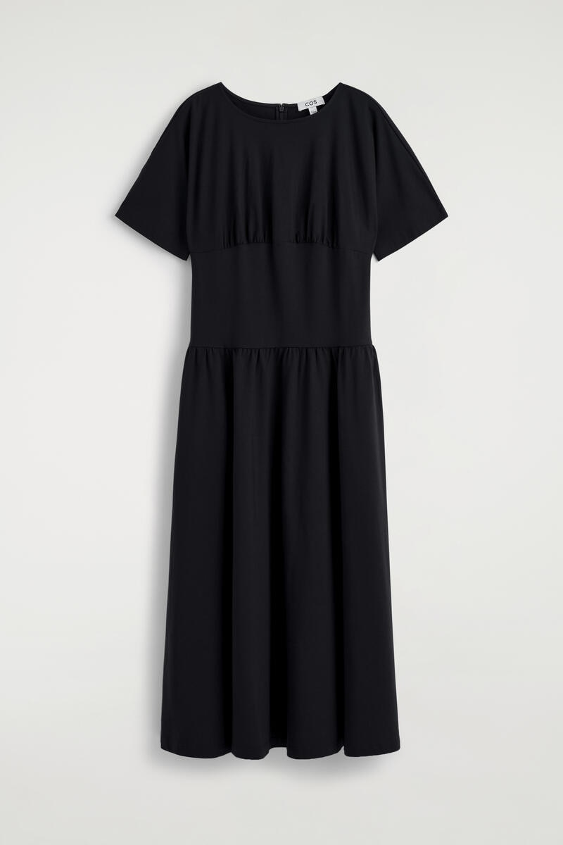 COS ウエストシェイプ  コットンミディドレス