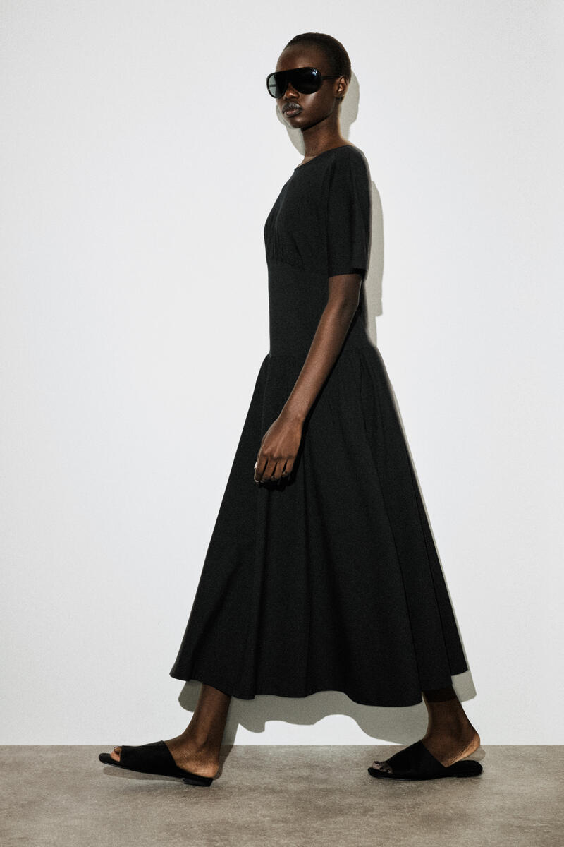 COS ウエストシェイプ  コットンミディドレス