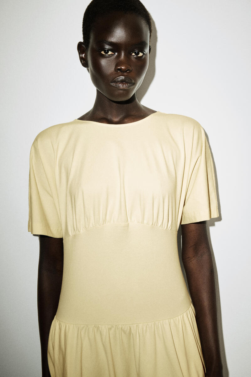 COS ウエストシェイプ  コットンミディドレス