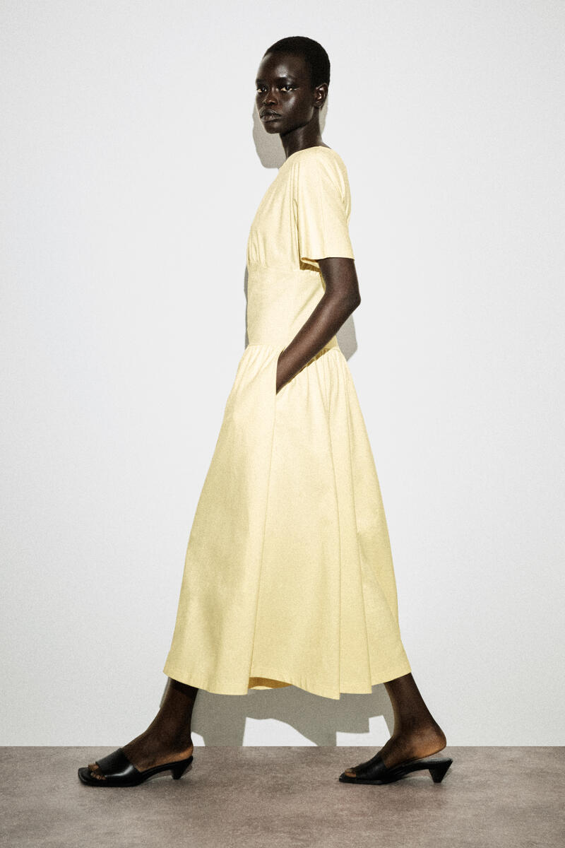 COS ウエストシェイプ  コットンミディドレス