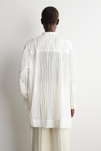 COS ビブフロント しわ加工 コットンシャツドレス