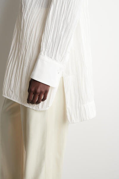 COS ビブフロント しわ加工 コットンシャツドレス