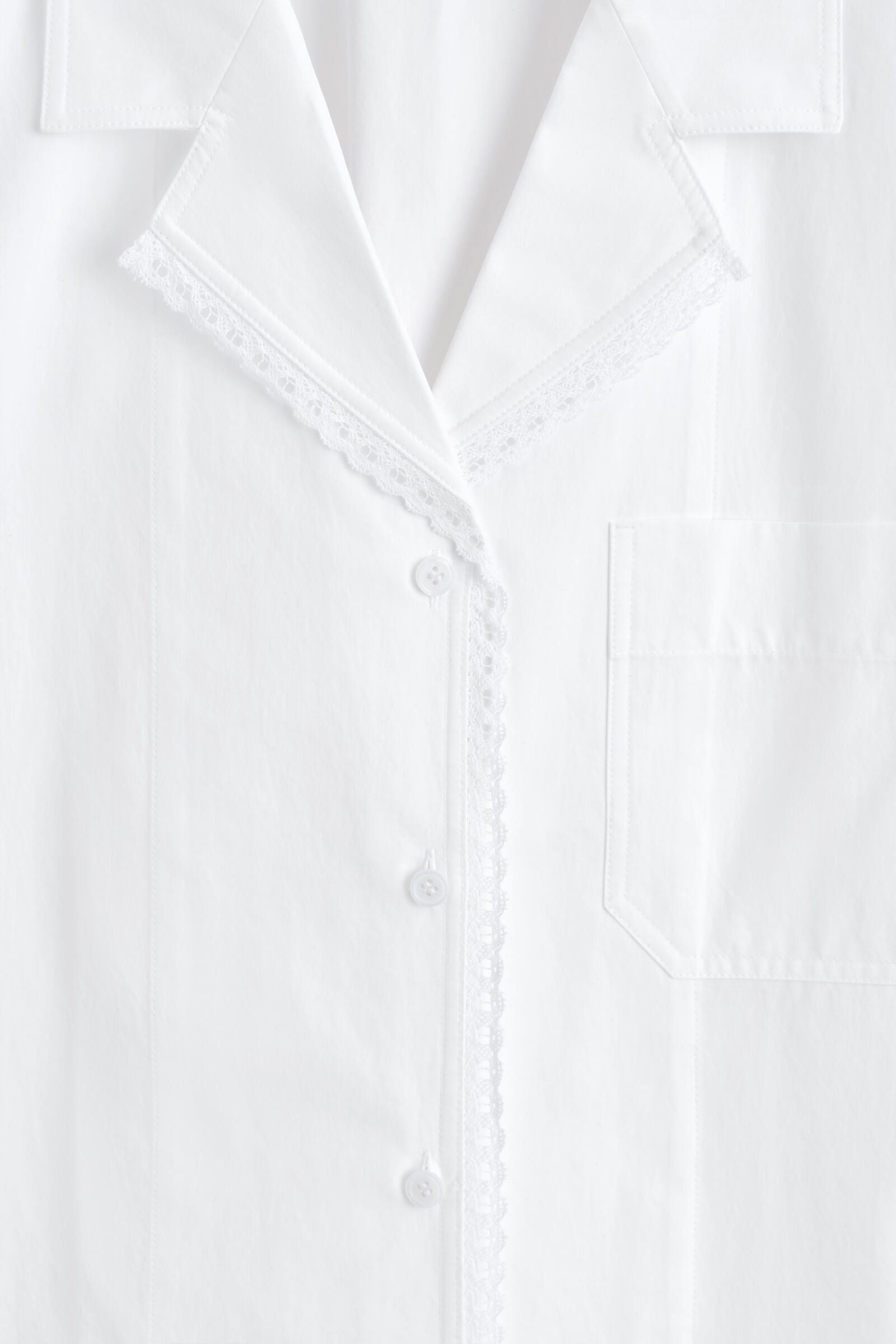 LACE-TRIMMED RESORT SHIRT レーストリムリゾートシャツ ホワイト｜COS