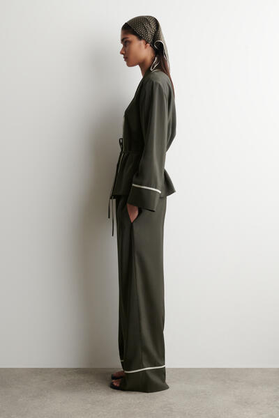 COS コントラストパイピング ベルト付きラップトップ