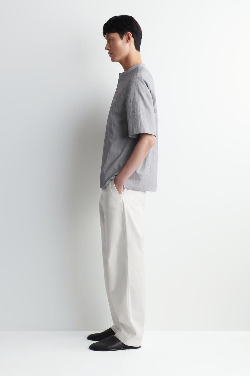 RELAXED-FIT SEERSUCKER GRANDAD-COLLAR SHIRT リラックスフィット