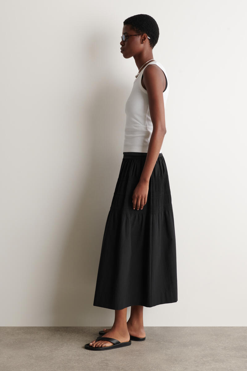 TIERED GATHERED MIDI SKIRT ティアードギャザー ミディスカート