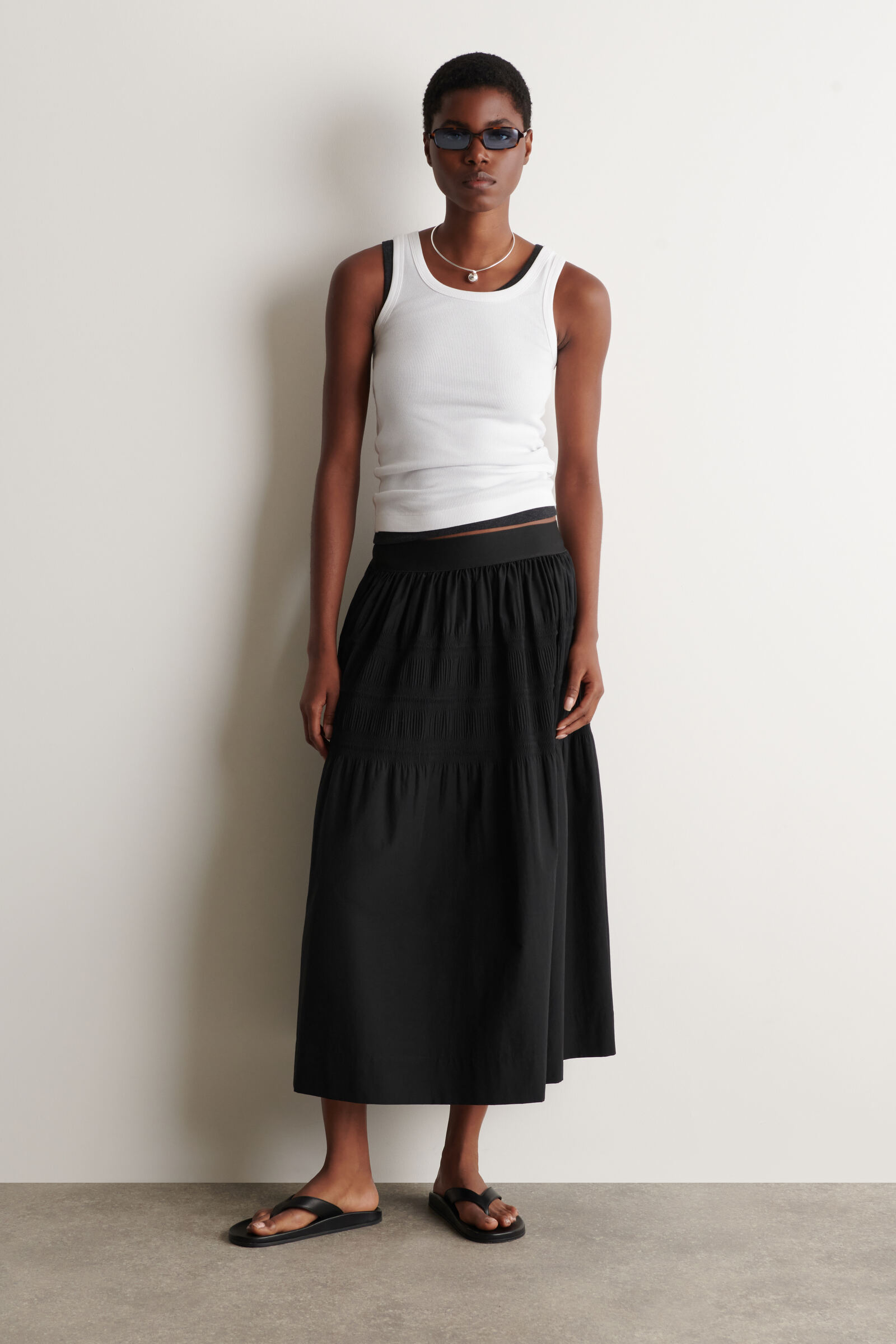 TIERED GATHERED MIDI SKIRT ティアードギャザー ミディスカート