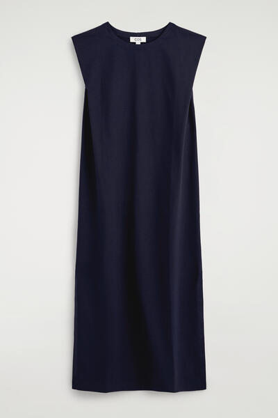 COS 立体的なショルダーディテール コットンジャージー ミディワンピース