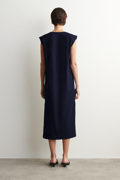 COS 立体的なショルダーディテール コットンジャージー ミディワンピース