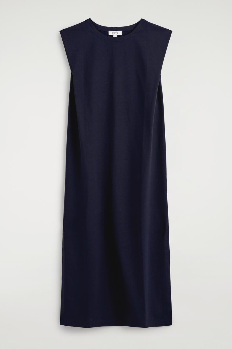 COS 立体的なショルダーディテール コットンジャージー ミディワンピース