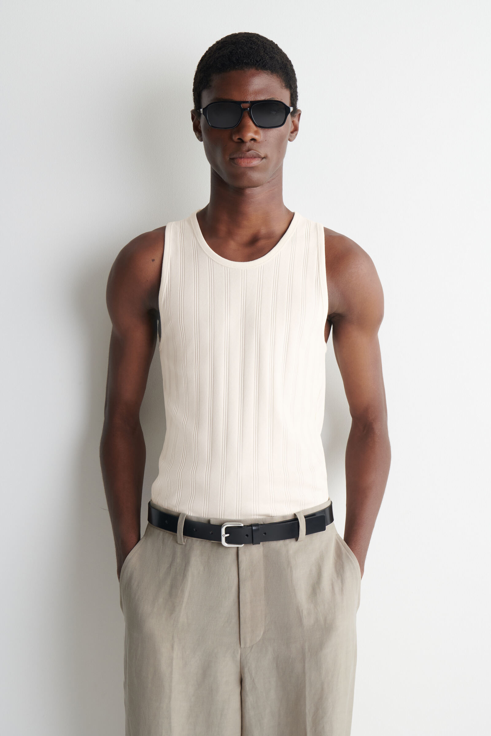 SLIM-FIT WIDE-RIB COTTON TANK TOP スリムフィット ワイドリブ