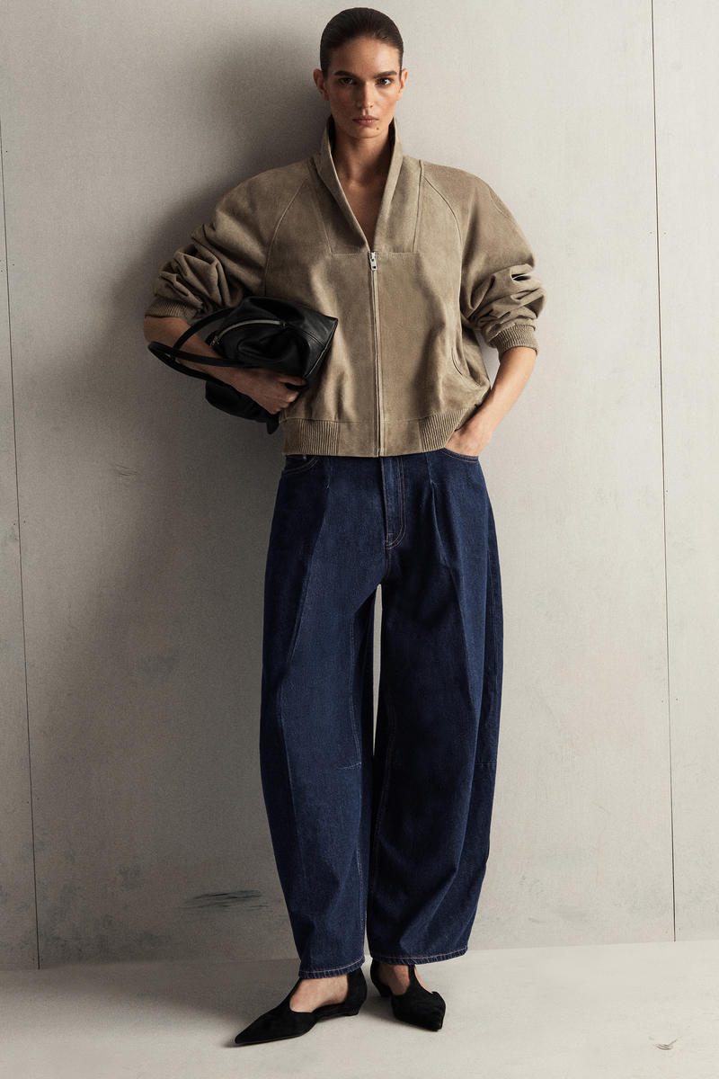 COS ショールカラーのスエードボンバージャケット