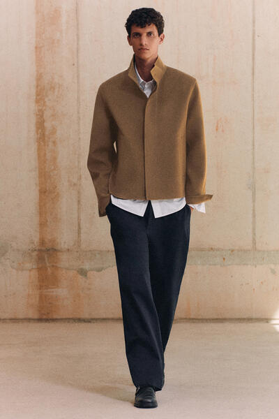 DOUBLE-FACED WOOL FUNNEL-NECK JACKET ダブルフェイス ウール