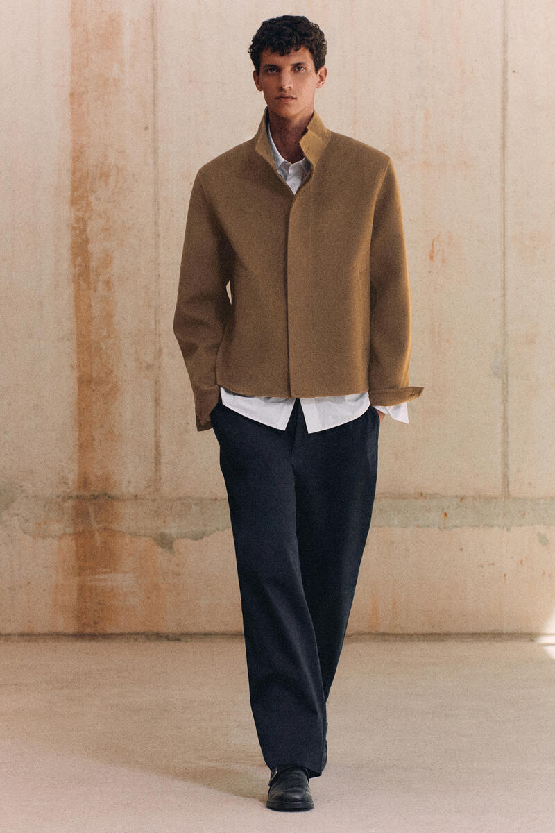 DOUBLE-FACED WOOL FUNNEL-NECK JACKET ダブルフェイス ウール